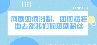 网剧如何涨粉，如何精准地去涨我们的短剧粉丝-蚂蚁汇资源分享项目网