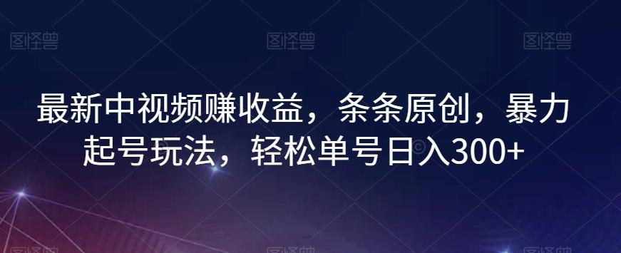 最新中视频赚收益，条条原创，暴力起号玩法，轻松单号日入300+【揭秘】-蚂蚁汇资源分享项目网