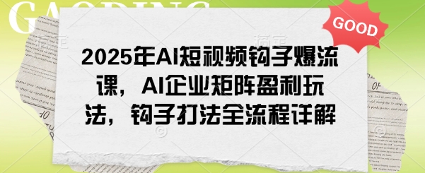 2025年AI短视频钩子爆流课，AI企业矩阵盈利玩法，钩子打法全流程详解-蚂蚁汇资源分享项目网