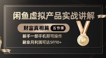 精品！闲鱼虚拟产品实战讲解，新手一部手机即可操作，副业月利润可达5k+-蚂蚁汇资源分享项目网