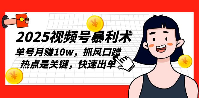 2025视频号暴利术，单号月赚10w，抓风口蹭热点是关键，快速出单-蚂蚁汇资源分享项目网