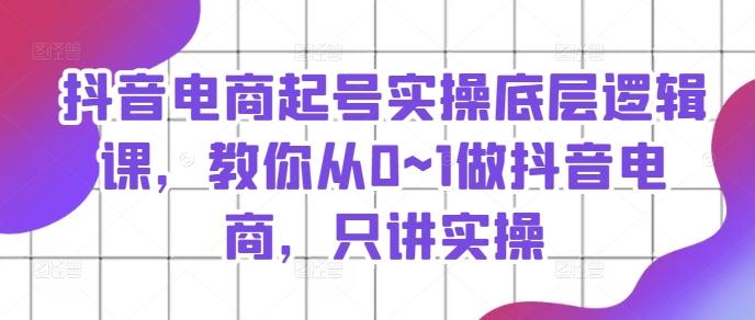 抖音电商起号实操底层逻辑课，教你从0~1做抖音电商，只讲实操-蚂蚁汇资源分享项目网