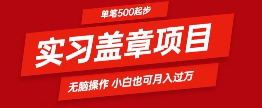 实习代盖章项目一单500起普通人可落地项目小白也可轻易上手-蚂蚁汇资源分享项目网
