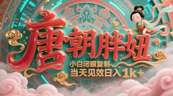 用AI克隆“唐朝胖妞”日更3条，平台疯狂推流，小白闭眼复制，当天见效，日入1k+-蚂蚁汇资源分享项目网