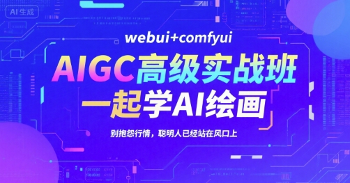 AIGC高级实战班，webui+comfyui，一起学AI绘画，别抱怨行情，聪明人已经站在风口上-蚂蚁汇资源分享项目网