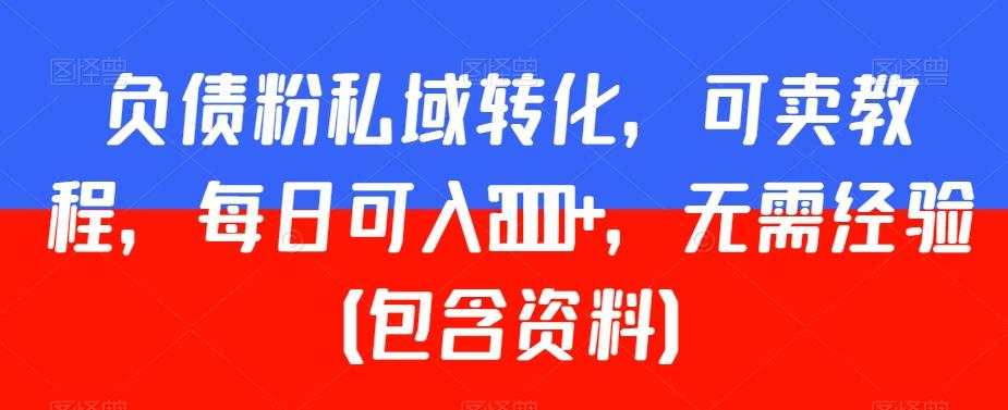 负债粉私域转化，可卖教程，每日可入2000+，无需经验（包含资料）【揭秘】-蚂蚁汇资源分享项目网