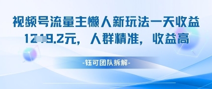 视频号流量主懒人新玩法，一天收益1k，人群精准收益高-蚂蚁汇资源分享项目网