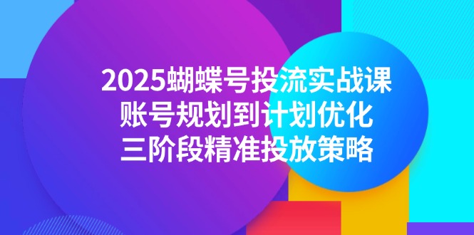 2025蝴蝶号投流实战课，账号规划到计划优化，三阶段精准投放策略-蚂蚁汇资源分享项目网