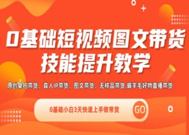 0基础短视频图文带货实操技能提升教学(直播课+视频课),0基础小白3天快速上手做带货-蚂蚁汇资源分享项目网