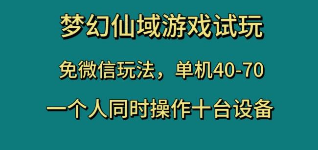 梦幻仙域游戏试玩，免微信玩法，单机40-70，一个人同时操作十台设备【揭秘】-蚂蚁汇资源分享项目网