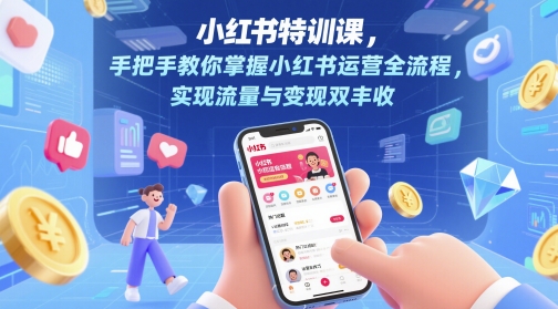 小红书特训课，手把手教你掌握小红书运营全流程，实现流量与变现双丰收-蚂蚁汇资源分享项目网