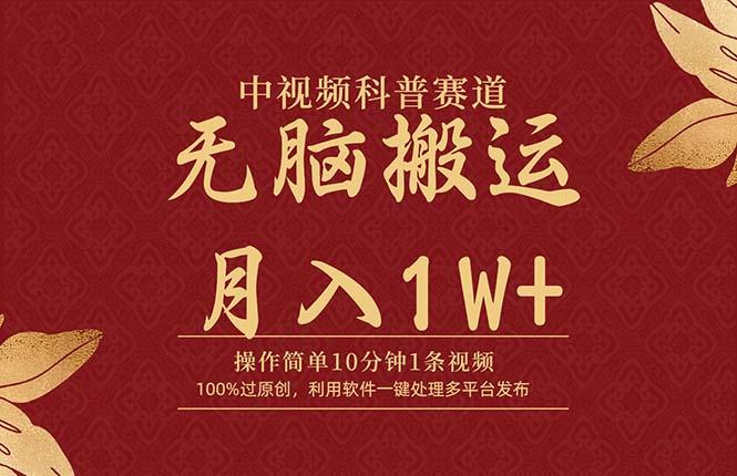 (9846期)中视频科普赛道，10分钟1条视频，条条爆款，100%过原创，无脑搬运月入1W+-蚂蚁汇资源分享项目网
