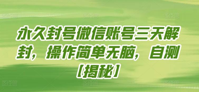 永久封号微信账号三天解封，操作简单无脑，自测【揭秘】-蚂蚁汇资源分享项目网