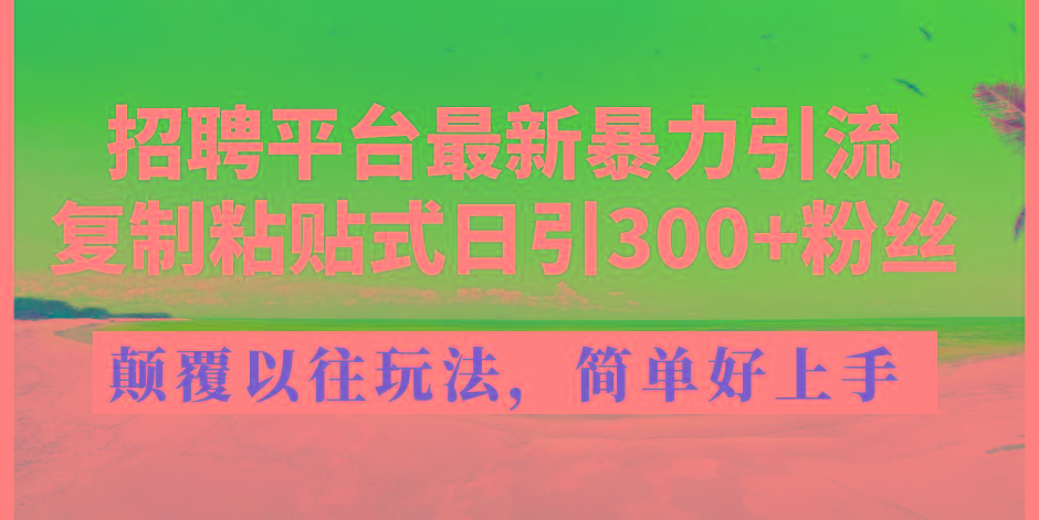 招聘平台最新暴力引流，复制粘贴式日引300+粉丝，颠覆以往垃圾玩法，简…-蚂蚁汇资源分享项目网