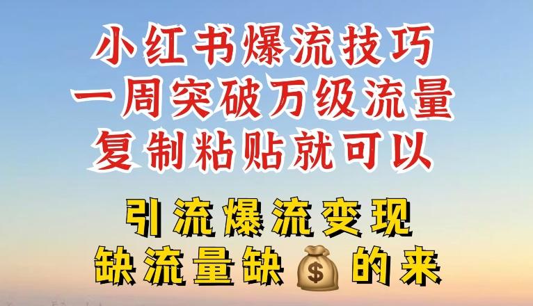 小红书爆流技巧，一周突破万级流量，复制粘贴就可以，引流爆流变现【揭秘】-蚂蚁汇资源分享项目网
