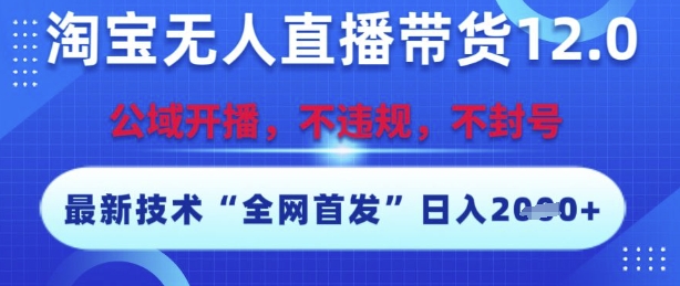 淘宝无人直播带货12.0，最新技术，不封号，不违规，操作简单，开播爆单，日入多张【揭秘】-蚂蚁汇资源分享项目网