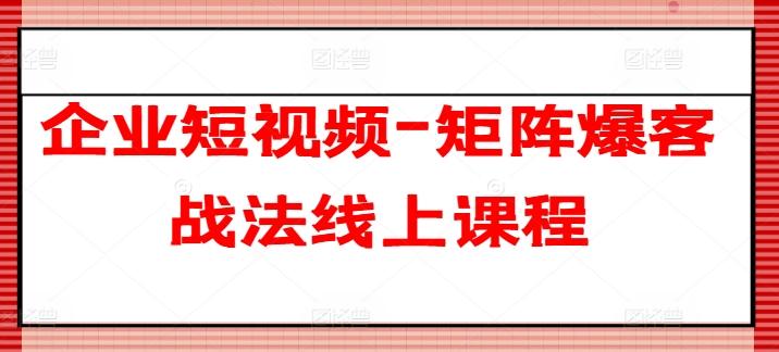 企业短视频-矩阵爆客战法线上课程-蚂蚁汇资源分享项目网