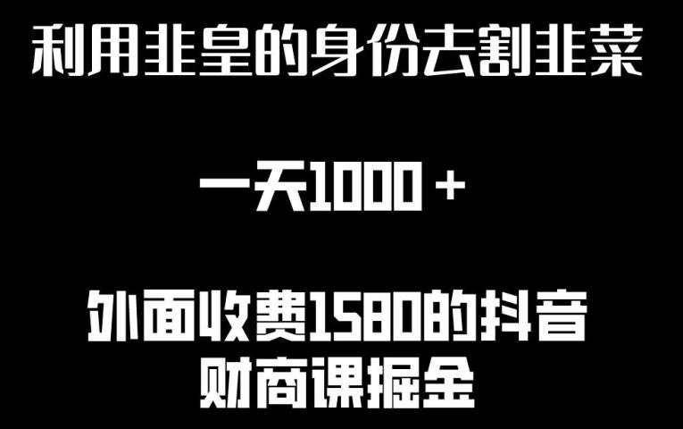 利用非皇的身份去割韭菜，一天1000+(附详细资源)【揭秘】-蚂蚁汇资源分享项目网