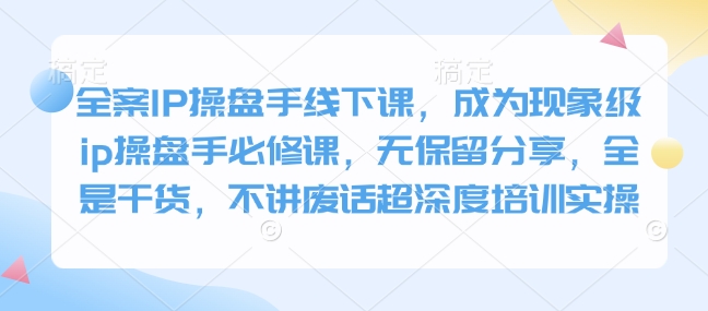 全案IP操盘手线下课，成为现象级ip操盘手必修课，无保留分享，全是干货，不讲废话超深度培训实操-蚂蚁汇资源分享项目网