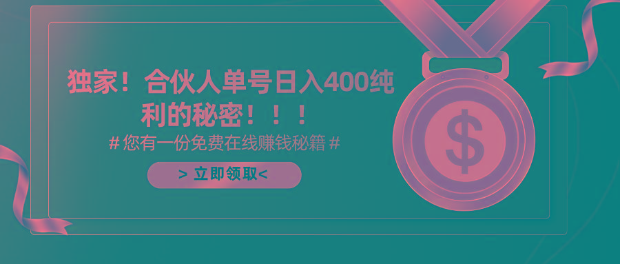 (10028期)合伙人广告撸金最新玩法，每天单号400纯利-蚂蚁汇资源分享项目网