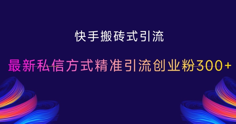 快手搬砖式引流，最新私信方式精准引流创业粉300+-蚂蚁汇资源分享项目网