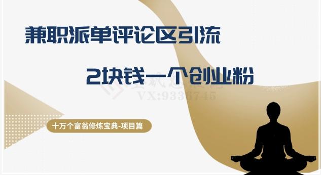十万个富翁修炼宝典之11.兼职派单评论区引流，2块钱一个创业粉-蚂蚁汇资源分享项目网