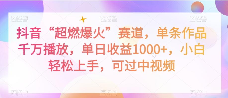 抖音“超燃爆火”赛道，单条作品千万播放，单日收益1000+，小白轻松上手，可过中视频【揭秘】-蚂蚁汇资源分享项目网