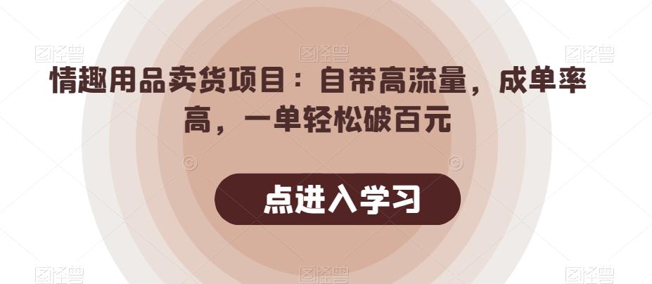 情趣用品卖货项目：自带高流量，成单率高，一单轻松破百元-蚂蚁汇资源分享项目网