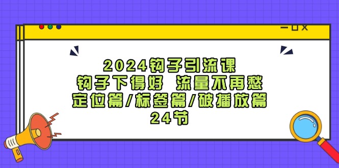 2024钩子引流课：钩子下得好流量不再愁，定位篇/标签篇/破播放篇/24节-蚂蚁汇资源分享项目网