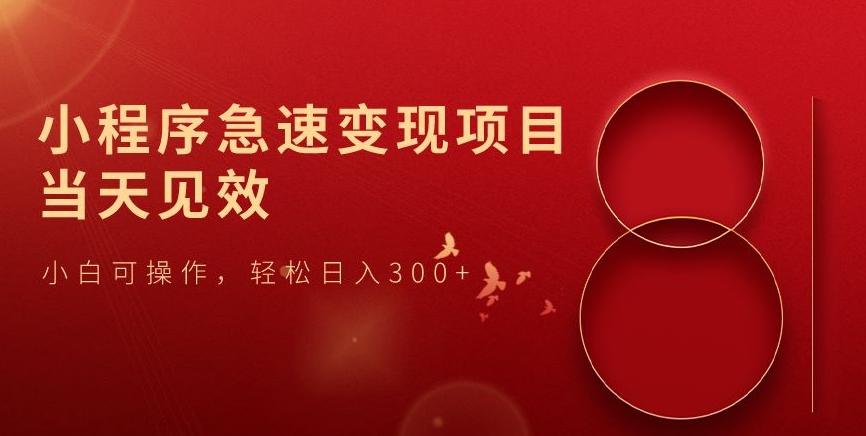 小程序急速变现项目，当天见效，小白可操作，轻松日入300+-蚂蚁汇资源分享项目网