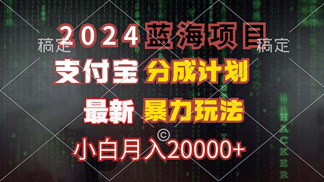 2024蓝海项目，支付宝分成计划，暴力玩法，刷爆播放量，小白月入20000+-蚂蚁汇资源分享项目网