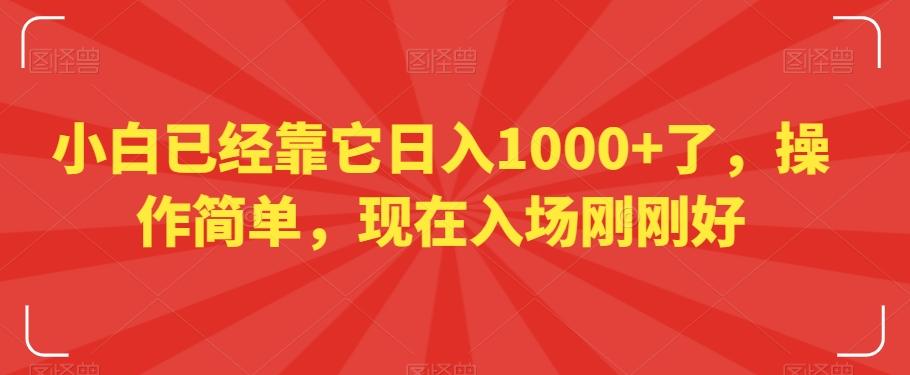 小白已经靠它日入1000+了，操作简单，现在入场刚刚好【揭秘】-蚂蚁汇资源分享项目网