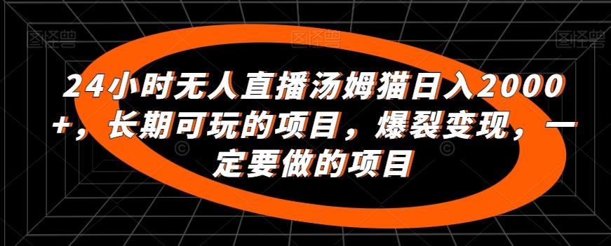 24小时无人直播汤姆猫日入2000+，长期可玩的项目，爆裂变现，一定要做的项目【揭秘】-蚂蚁汇资源分享项目网