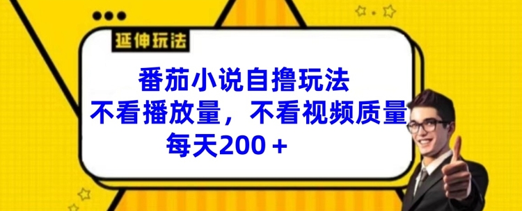 番茄小说自撸玩法，不看播放量，不看视频质量，每天200+【揭秘】-蚂蚁汇资源分享项目网
