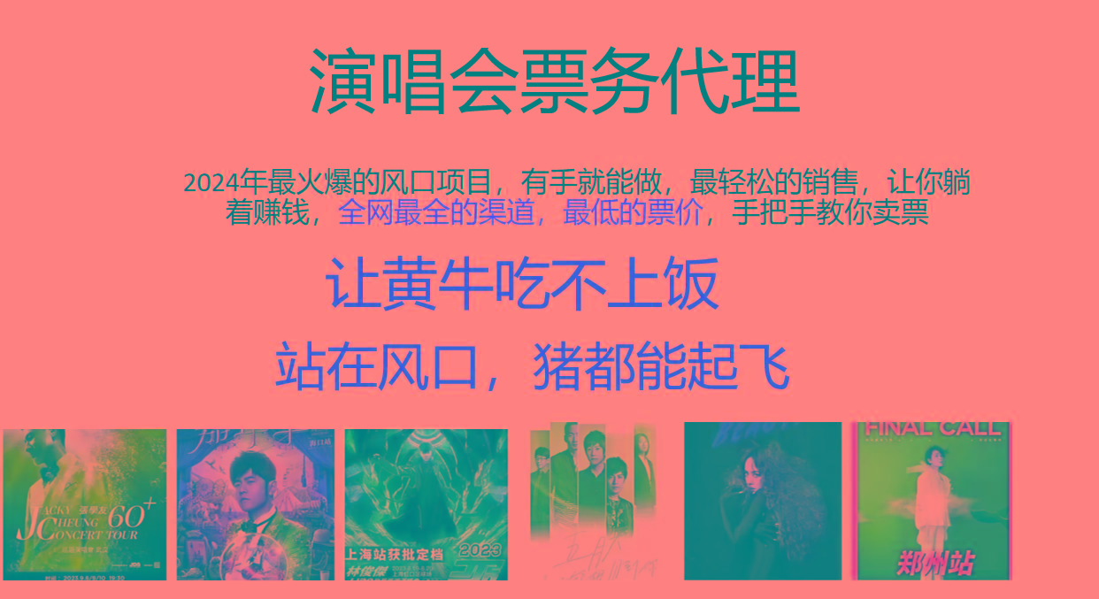 2024年最火爆风口项目，演唱会票务代理，日入2000+，一部手机就能搞定！-蚂蚁汇资源分享项目网