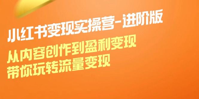 小红书变现实操营进阶版：从内容创作到盈利变现，带你玩转流量变现-蚂蚁汇资源分享项目网