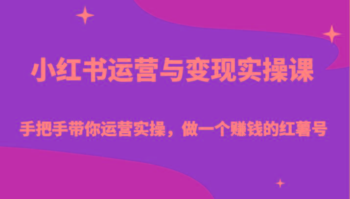 小红书运营与变现实操课-手把手带你运营实操,做一个赚钱的红薯号-蚂蚁汇资源分享项目网