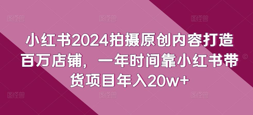 小红书2024拍摄原创内容打造百万店铺，一年时间靠小红书带货项目年入20w+-蚂蚁汇资源分享项目网