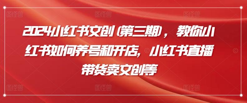 2024小红书文创(第三期)，教你小红书如何养号和开店，小红书直播带货卖文创等-蚂蚁汇资源分享项目网