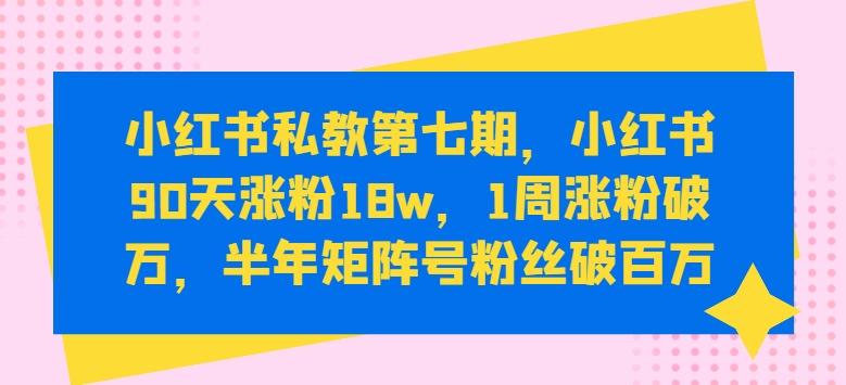 小红书私教第七期，小红书90天涨粉18w，1周涨粉破万，半年矩阵号粉丝破百万-蚂蚁汇资源分享项目网