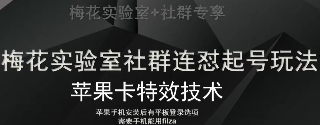 梅花实验室社群视频号连怼起号玩法，最新苹果卡特效技术-蚂蚁汇资源分享项目网