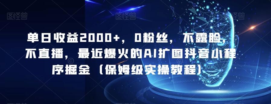 单日收益2000+，0粉丝，不露脸，不直播，最近爆火的AI扩图抖音小程序掘金（保姆级实操教程）-蚂蚁汇资源分享项目网