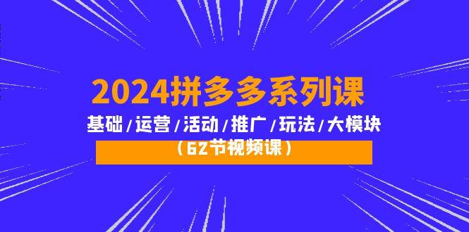 (10019期)2024拼多多系列课：基础/运营/活动/推广/玩法/大模块(62节视频课)-蚂蚁汇资源分享项目网