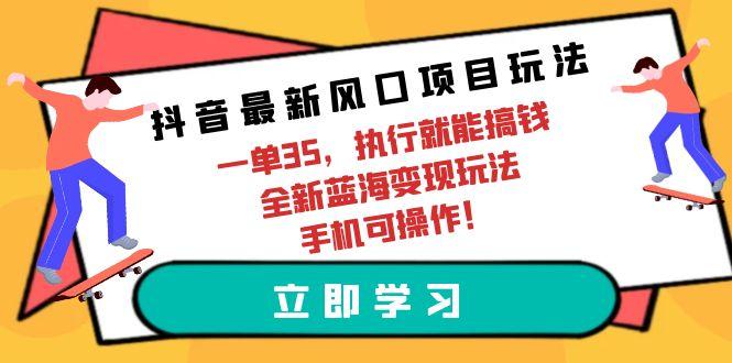 (9948期)抖音最新风口项目玩法，一单35，执行就能搞钱 全新蓝海变现玩法 手机可操作-蚂蚁汇资源分享项目网