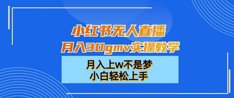 小红书无人直播月入30gmv实操教学，月入上w不是梦，小白轻松上手【揭秘】-蚂蚁汇资源分享项目网