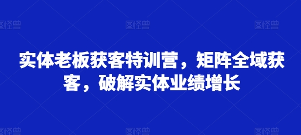 实体老板获客特训营，矩阵全域获客，破解实体业绩增长-蚂蚁汇资源分享项目网