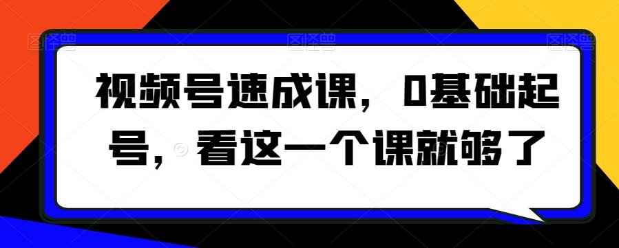 视频号速成课，​0基础起号，看这一个课就够了-蚂蚁汇资源分享项目网