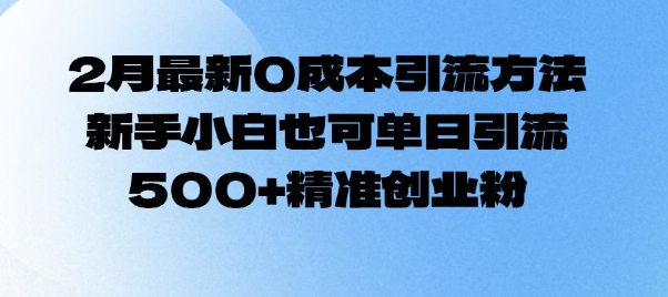 2月最新0成本引流方法，新手小白也可单日引流500+精准创业粉-蚂蚁汇资源分享项目网