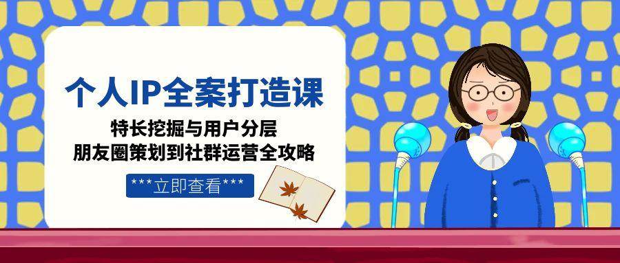 个人IP全案打造课，特长挖掘与用户分层，朋友圈策划到社群运营全攻略-蚂蚁汇资源分享项目网
