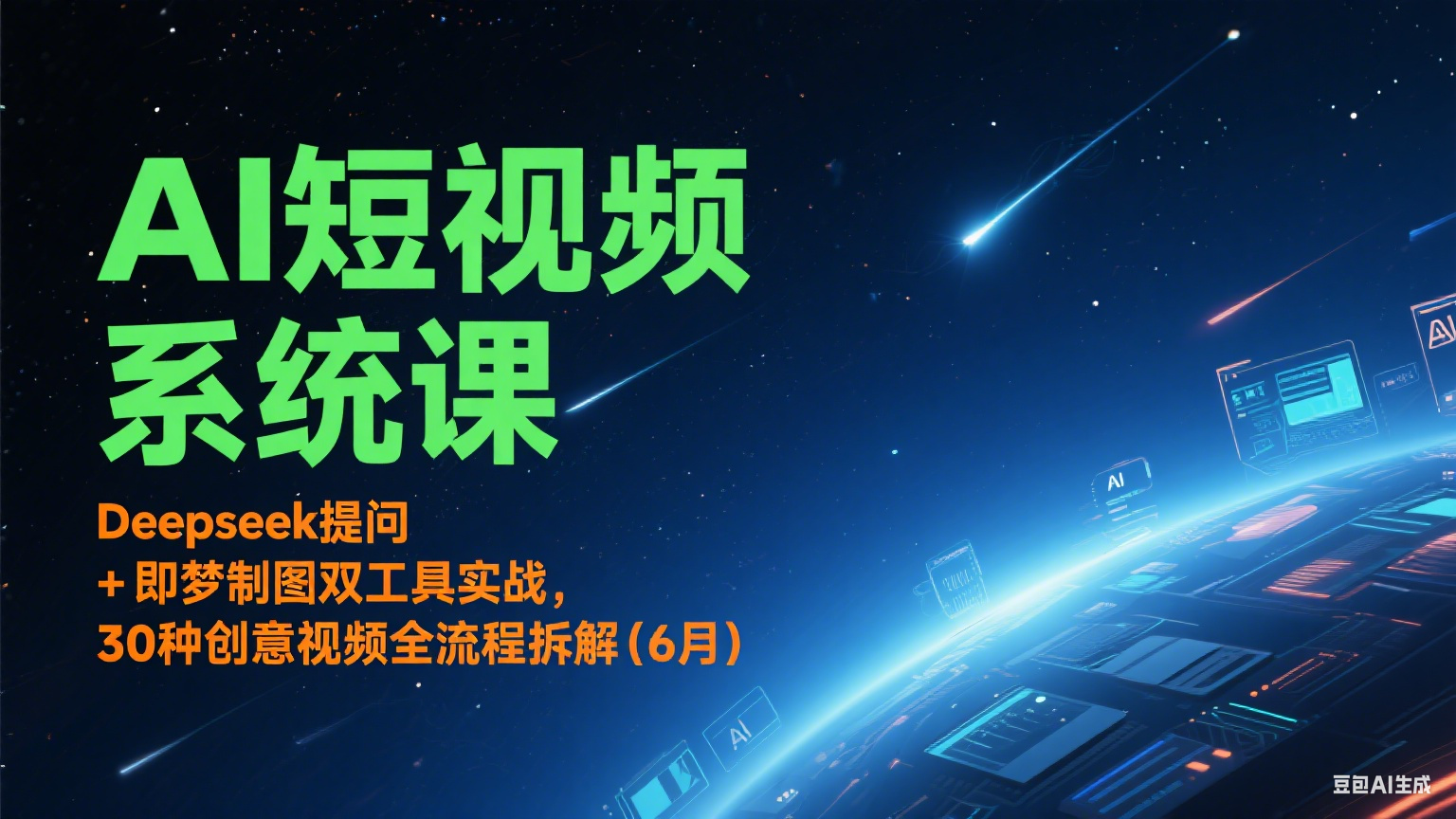 AI短视频系统课：Deepseek提问 + 即梦制图双工具实战，30种创意视频全流程拆解(6月)-蚂蚁汇资源分享项目网